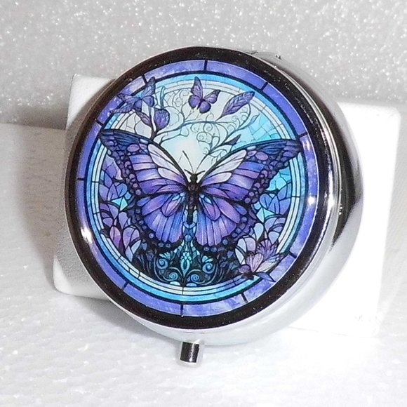 Purple Butterfly Pill Box/Case - Picture 2 of 4